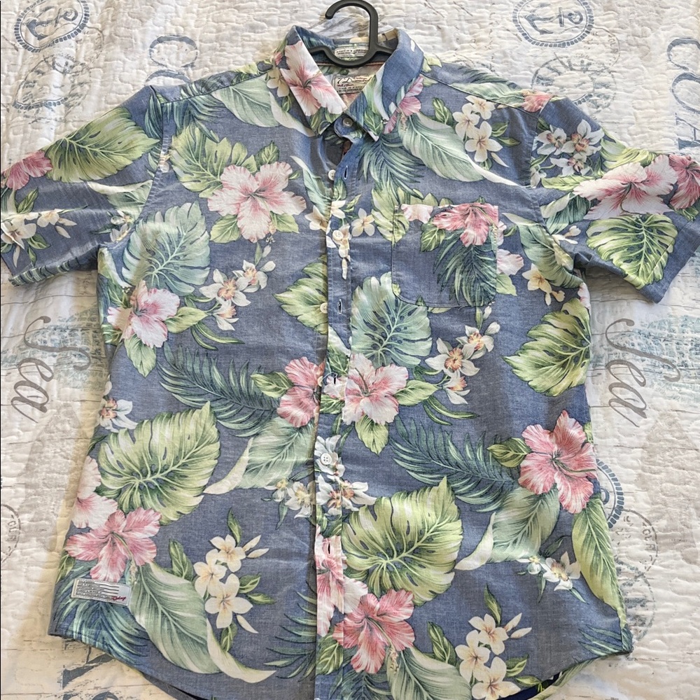 7 Diamonds Blue Floral Button Down Shirt